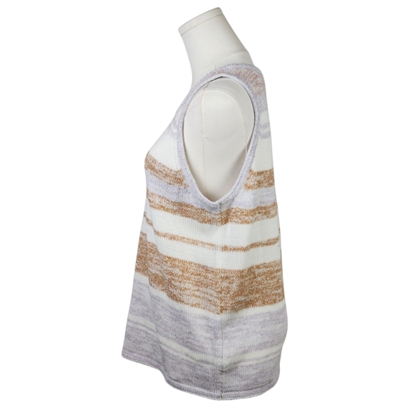 Splendid Artisanal Knit Tank Top XL Striped Marled Cotton Blend Sleeveless Shirt - Picture 3 of 8